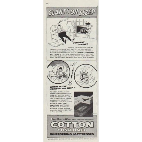 1958 Cotton  Ad "Slants On Sleep"
