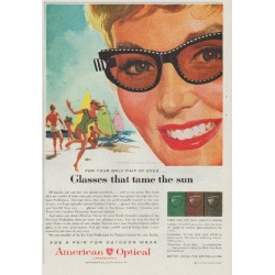 1958 American Optical Company Ad "Glasses that tame the sun"