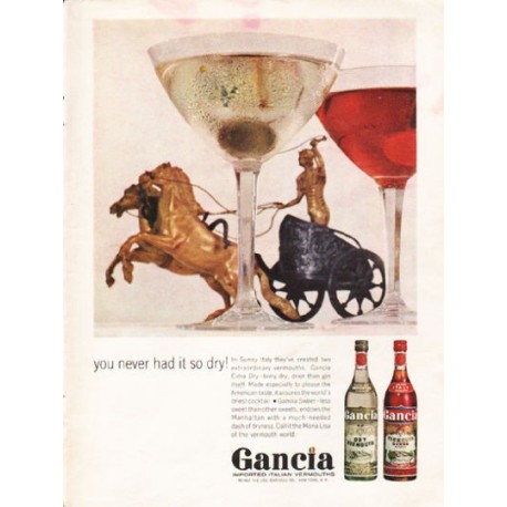 1962 Gancia Italian Vermouths Ad "so dry"