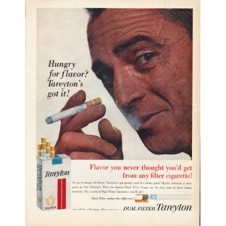 1962 Tareyton Cigarettes Ad "Hungry for flavor"