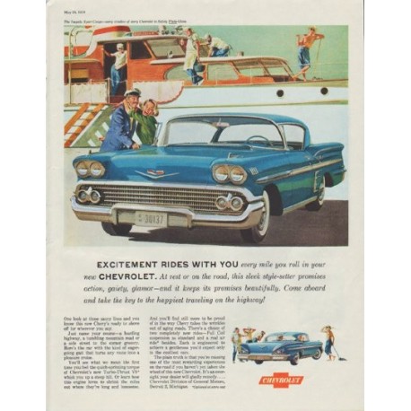 1958 Chevrolet Impala Sport Coupe Ad "Excitement Rides"