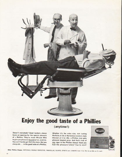 1962 Phillies Cigars Vintage Ad "the good taste of Phillies"