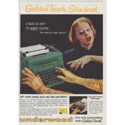 1958 Underwood typewriter Ad "Golden-Touch Standard"