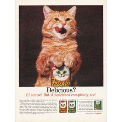 1962 Friskies Cat Food Ad "it nourishes completely"