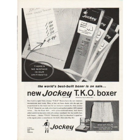 1962 Jockey Boxers Ad "new Jockey T.K.O. boxer"
