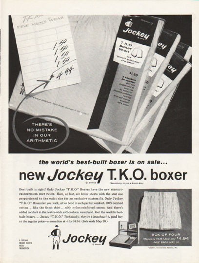 1962 Jockey Boxers Vintage Ad new Jockey T.K.O. boxer