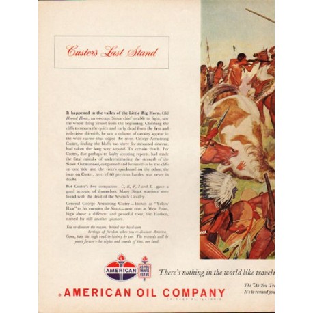 1962 American Oil Company Ad "Custer's Last Stand"