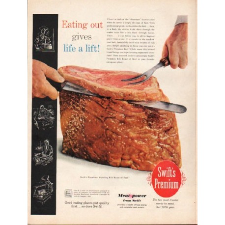 1962 Swift's Premium Beef Ad "Eating out"