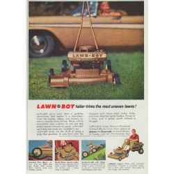 1958 Lawn-Boy Ad "tailor-trims the most uneven lawns!"