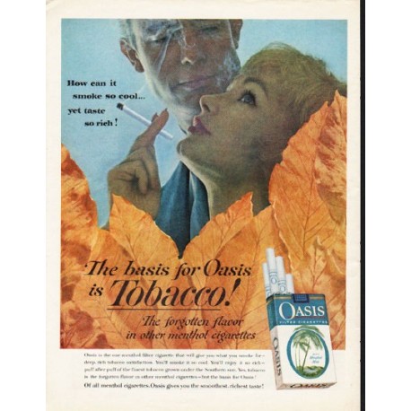 1962 Oasis Cigarettes Ad "smoke so cool"