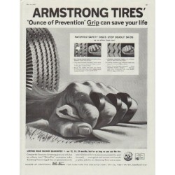 1958 Armstrong Tires Ad "Ounce of Prevention"