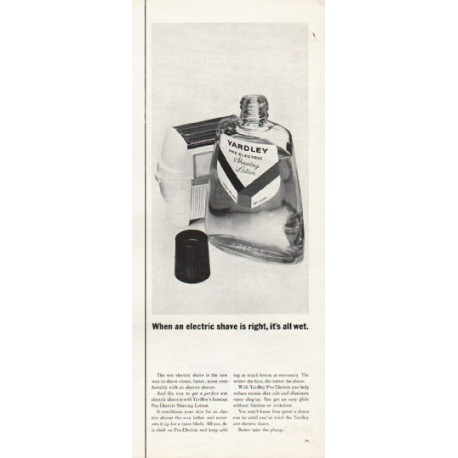 1962 Yardley Shaving Lotion Ad "it's all wet"