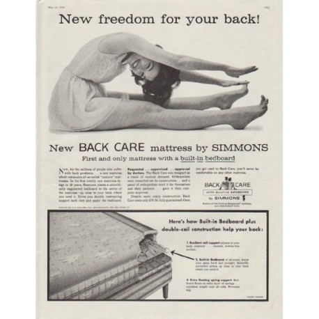 1958 Simmons Ad "New freedom for your back!"