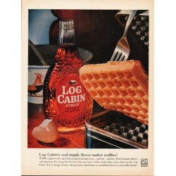 1962 Log Cabin Maple Syrup Ad "real maple flavor"