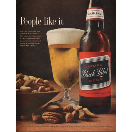 1962 Carling Black Label Beer Ad "People like it"