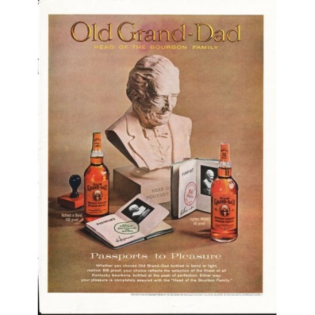 1962 Old Grand-Dad Whiskey Ad "Passports to Pleasure"