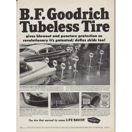 1952 B.F. Goodrich Ad "Tubeless Tire"