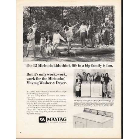 1966 Maytag Washer & Dryer Ad "The 12 Michuda kids"