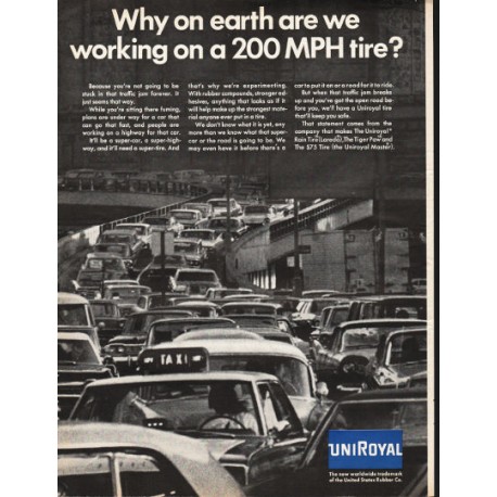 1966 Uniroyal Tire Ad "200 MPH tire"