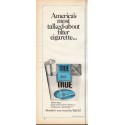 1966 TRUE Cigarettes Ad "most talked-about filter cigarette"