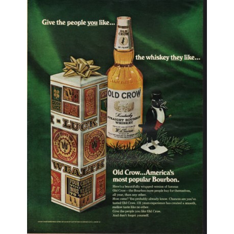 1966 Old Crow Bourbon Whiskey Ad "the whiskey they like"