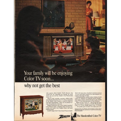 1966 Zenith Color TV Vintage Ad "why not get the best"