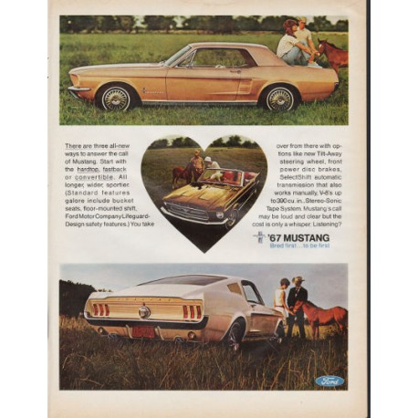 1967 Ford Mustang Ad "Bred first to be first" ~ (model year 1967)