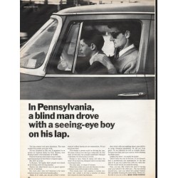 1966 Better Vision Institute Ad "blind man drove with a seeing-eye boy"