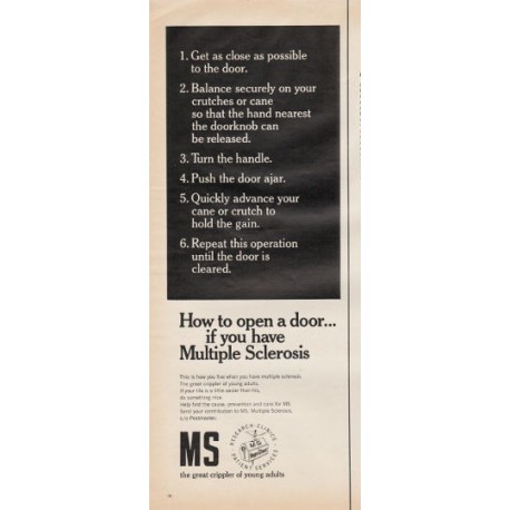1966 Multiple Sclerosis Ad "How to open a door"