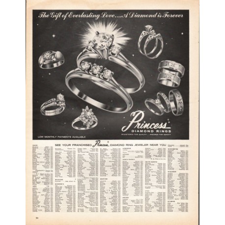 1966 Princess Diamond Rings Ad "The Gift of Everlasting Love"