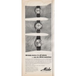 1966 Mido Watch Ad "Wrists come in all sizes"