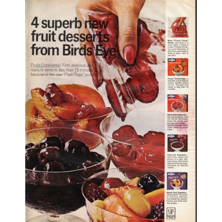 1966 Bird's Eye Desserts Ad "4 superb new fruit desserts"