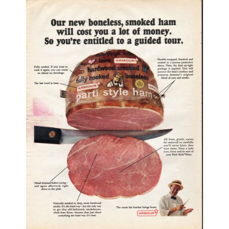 1966 Armour Ham Ad "boneless, smoked ham"