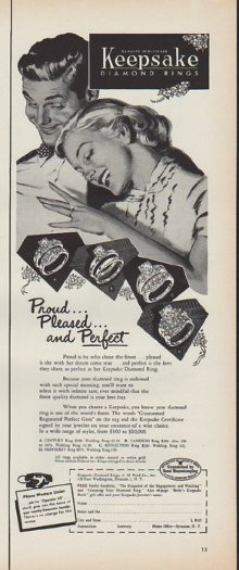 1952 Keepsake Diamond Rings Ad 