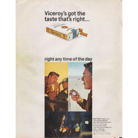 1966 Viceroy Cigarettes Ad "the taste that's right"