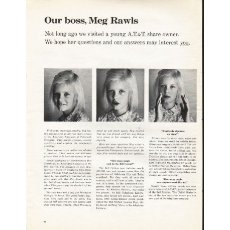 1966 AT&T Bell System Ad "Our boss, Meg Rawls"