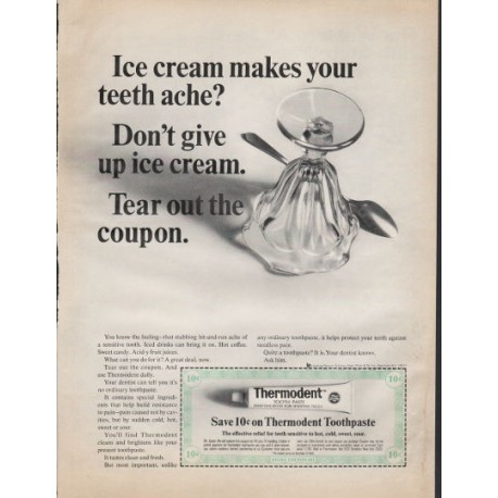 1966 Thermodent Toothpaste Ad "Ice cream"