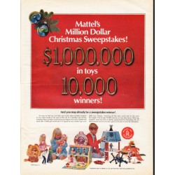 1967 Mattel Toys Ad "Million Dollar Christmas Sweepstakes"