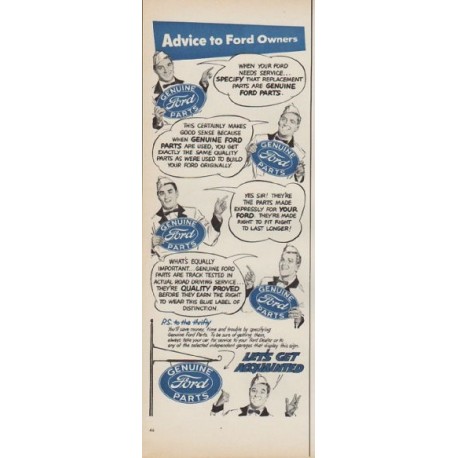 1952 Ford Parts Ad "Advice to Ford Owners"