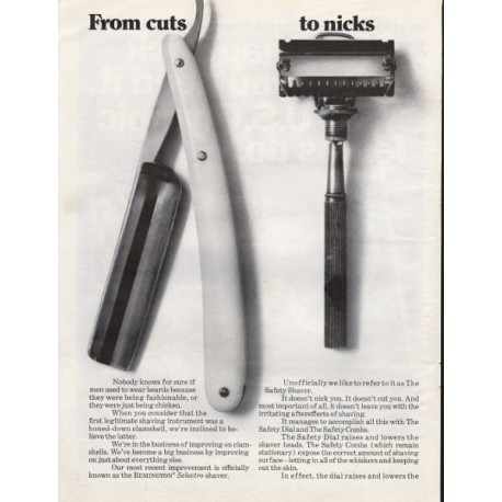 1967 Remington Safety Shaver Ad "From cuts - to nicks"