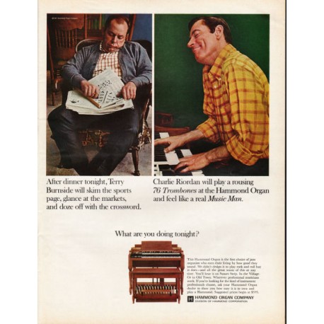 1967 Hammond Organ Ad "Charlie Riordan will play a rousing 76 Trombones"