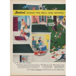 1952 Durene Cotton Yarn Ad "Durene Rings The Bell For School"