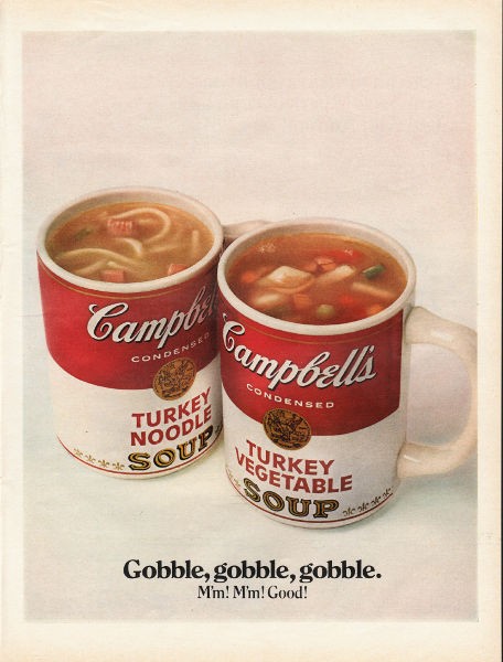 Vintage Campbell's Soup Thermos, can-tainer, Red and White