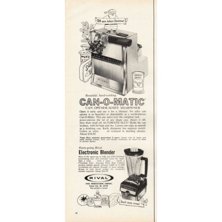 1967 Rival Can Opener and Blender Vintage Ad Do open before