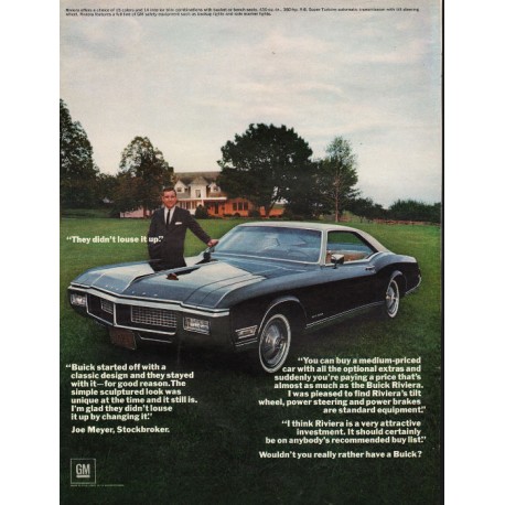 1968 Buick Riviera Ad "They didn't louse it up" ~ (model year 1968)