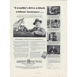1937 Liberty Mutual Insurance Ad "Drive A Block"