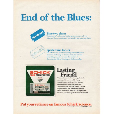 1967 Schick Science Ad "End of the Blues"