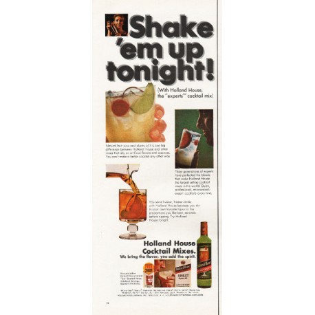 1967 Holland House Cocktail Mixes Ad "Shake 'em up tonight!"