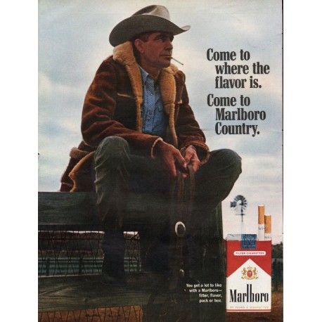 1967 Marlboro Cigarettes Ad "where the flavor is"