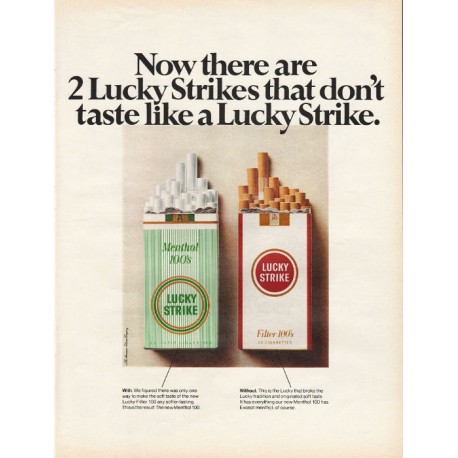 1967 Lucky Strike Cigarettes Ad "Now there are 2"